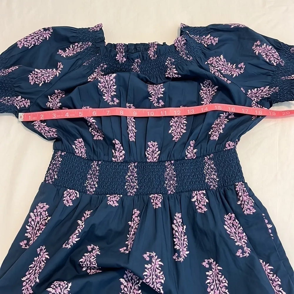 J. Crew Smocked Puff Sleeve Cotton Poplin Dress Budding Branch Print Size XS - Image 11