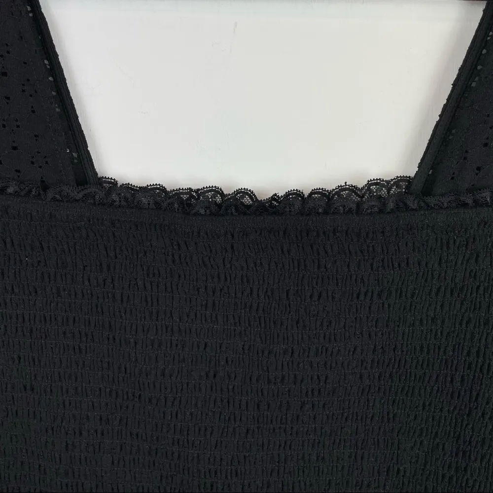 Torrid Sz 3X Black Square Neck Smocked Eyelet Peplum Top Short Sleeve - Image 10