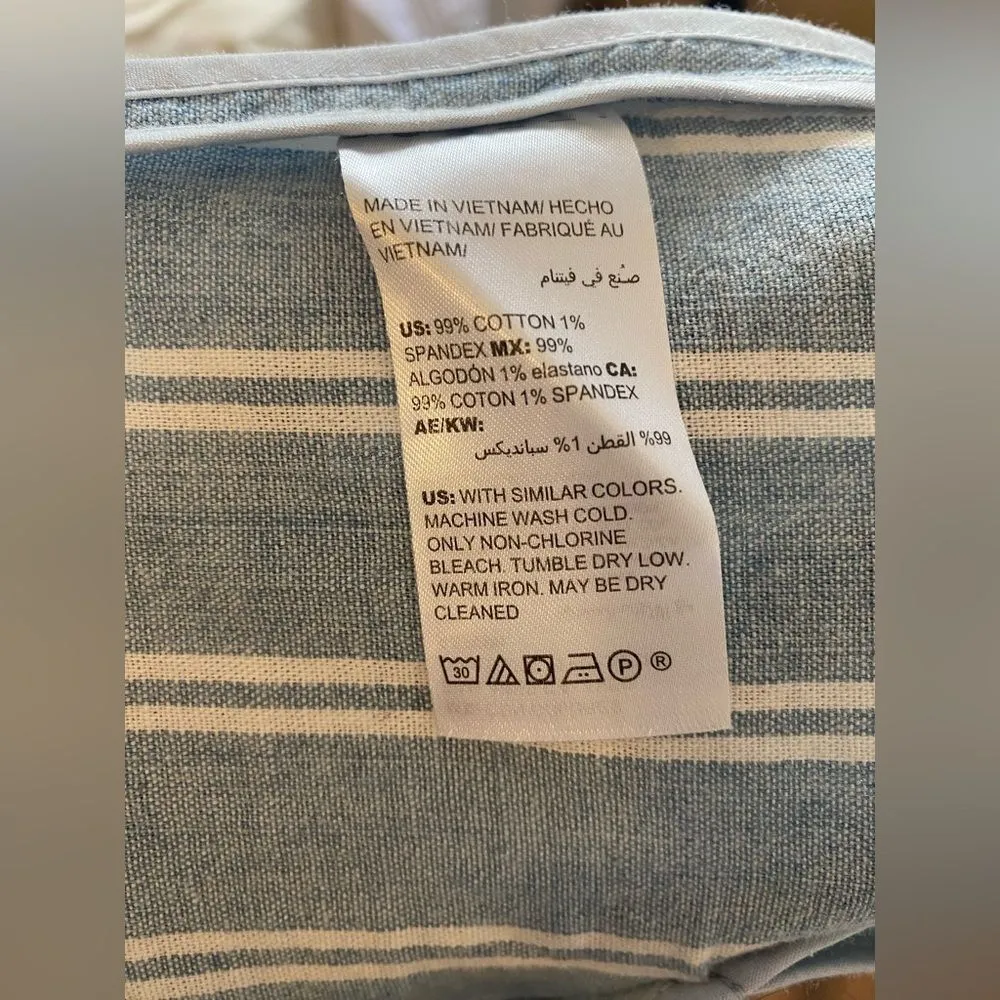 Chicos Pin Strip Cotton Blue & White Blazer Jacket - Image 7