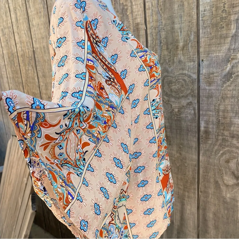 Shein Flowy Boho Printed Blouse Size L - Image 11