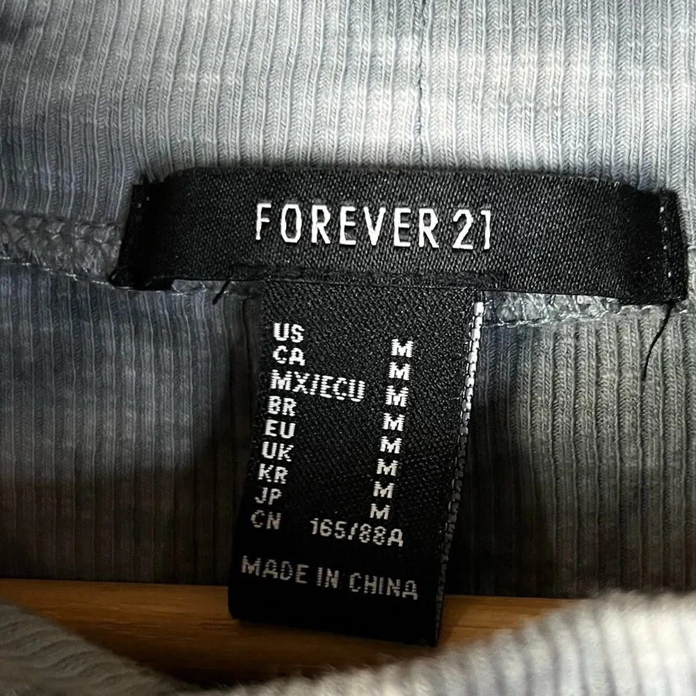 Forever 21 Gray Tie Dye Ribbed Long Sleeve Sweater Mini Dress M - Image 6