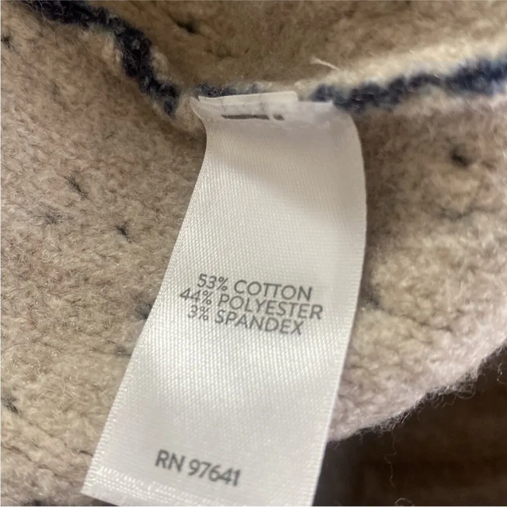 J.Jill Pure Jill Textured Paisley Sweater Coat Cotton Blend Blue Snap Front SP - Image 12