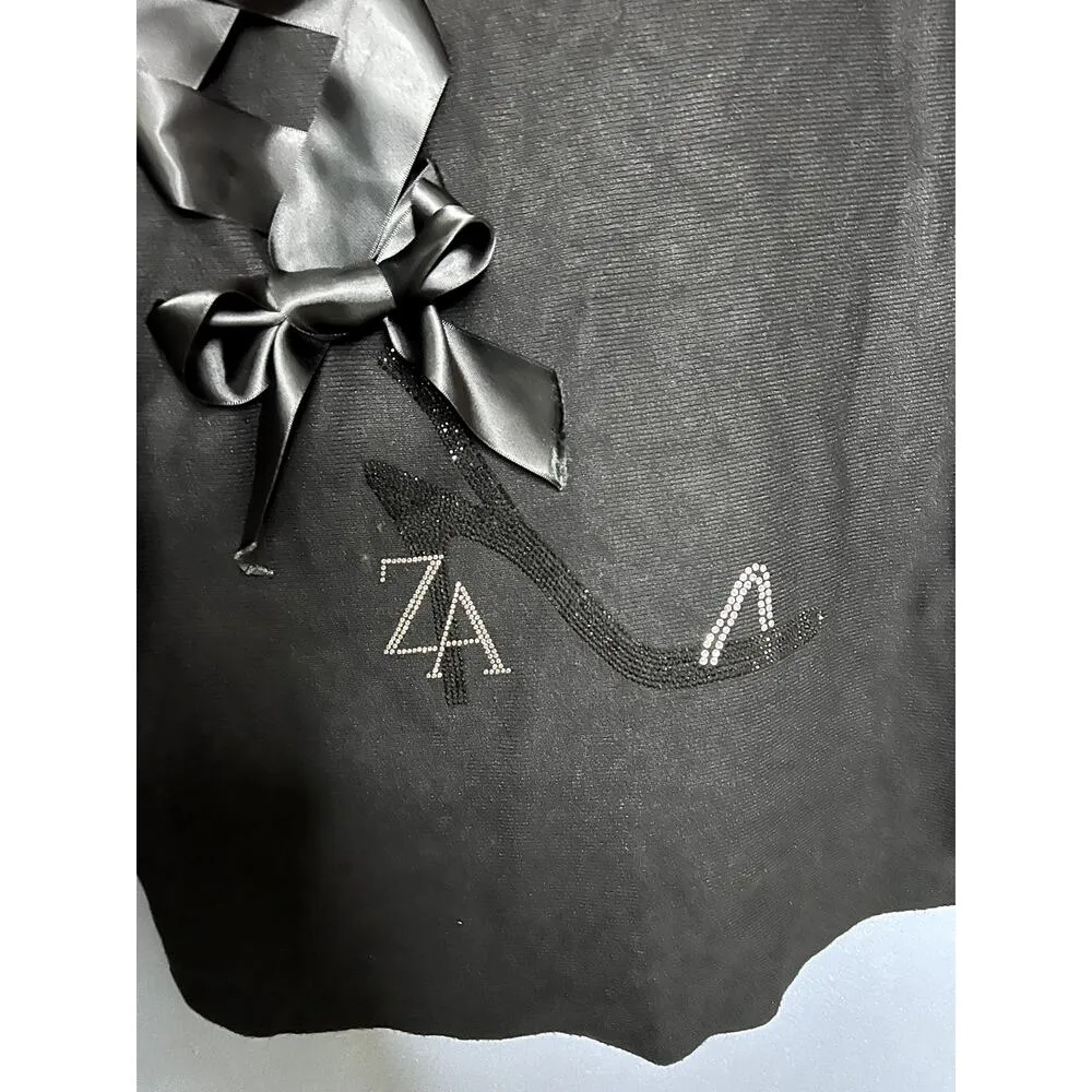 RARE! Zannza Couture Shoe Sweater Women's Size Large Poncho Laced up High Heel Black - Image 4