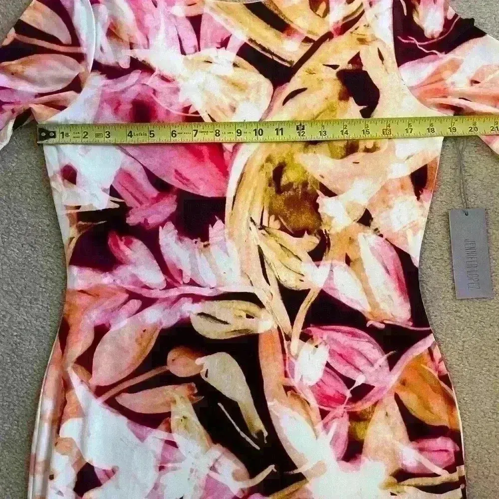 Jennifer Lopez NWT Women’s Size L Long Sleeve Sheath Abstract Pink Floral Dress - Image 11