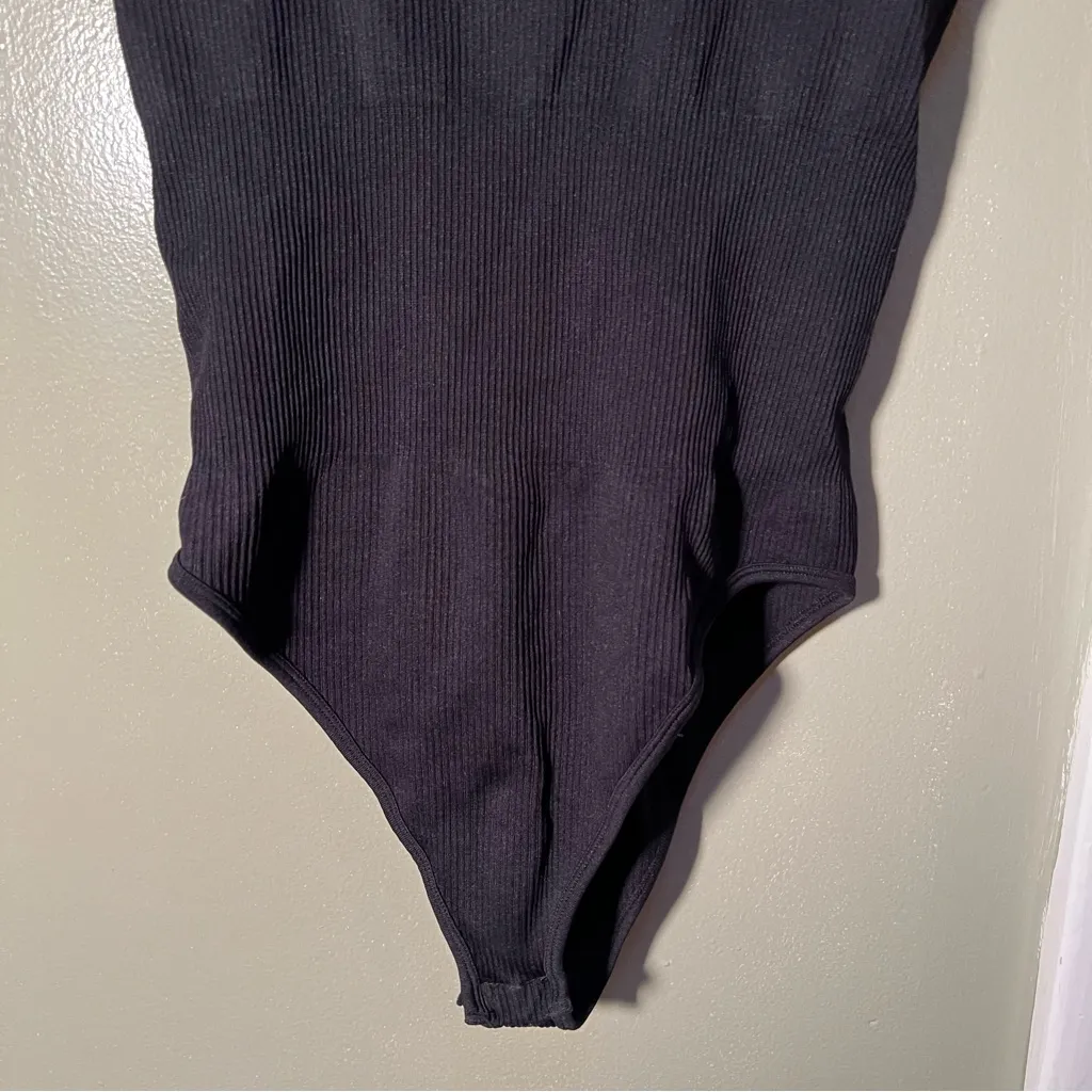 OQQ Ribbed Square Neck Bodysuit Black M Size M - Image 5