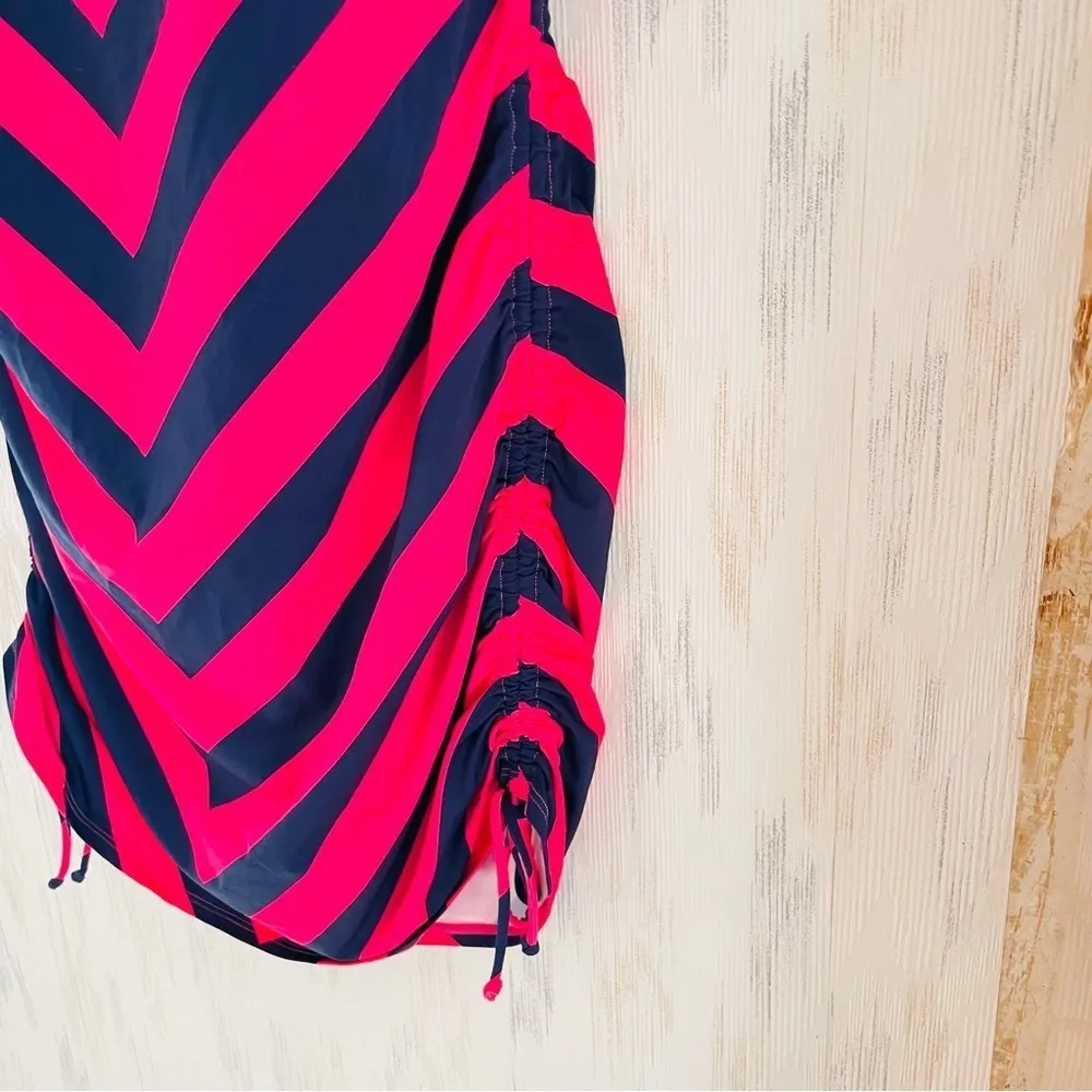 Lands' End Chlorine Resistant Adjustable Swim Dress Deep Sea Navy/hot Pink Sz 12 - Image 7