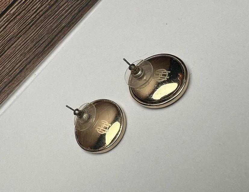 House Of Harlow Sunburst Gold Tone Large Round Button Stud Pierced Earrings - Image 3