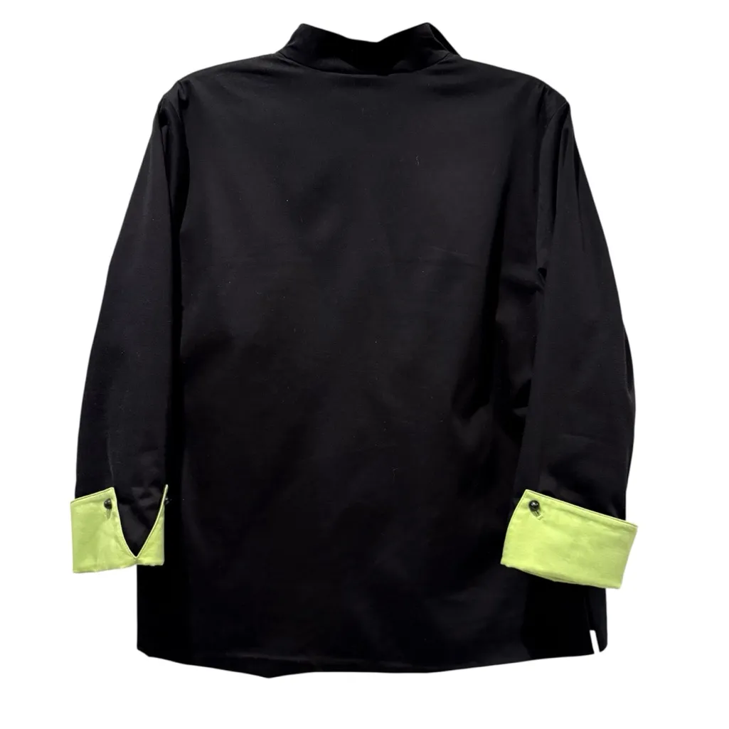 Multiples Long Sleeve Floral Open Front Blazer Black‎ Green Blue Size Medium - Image 4