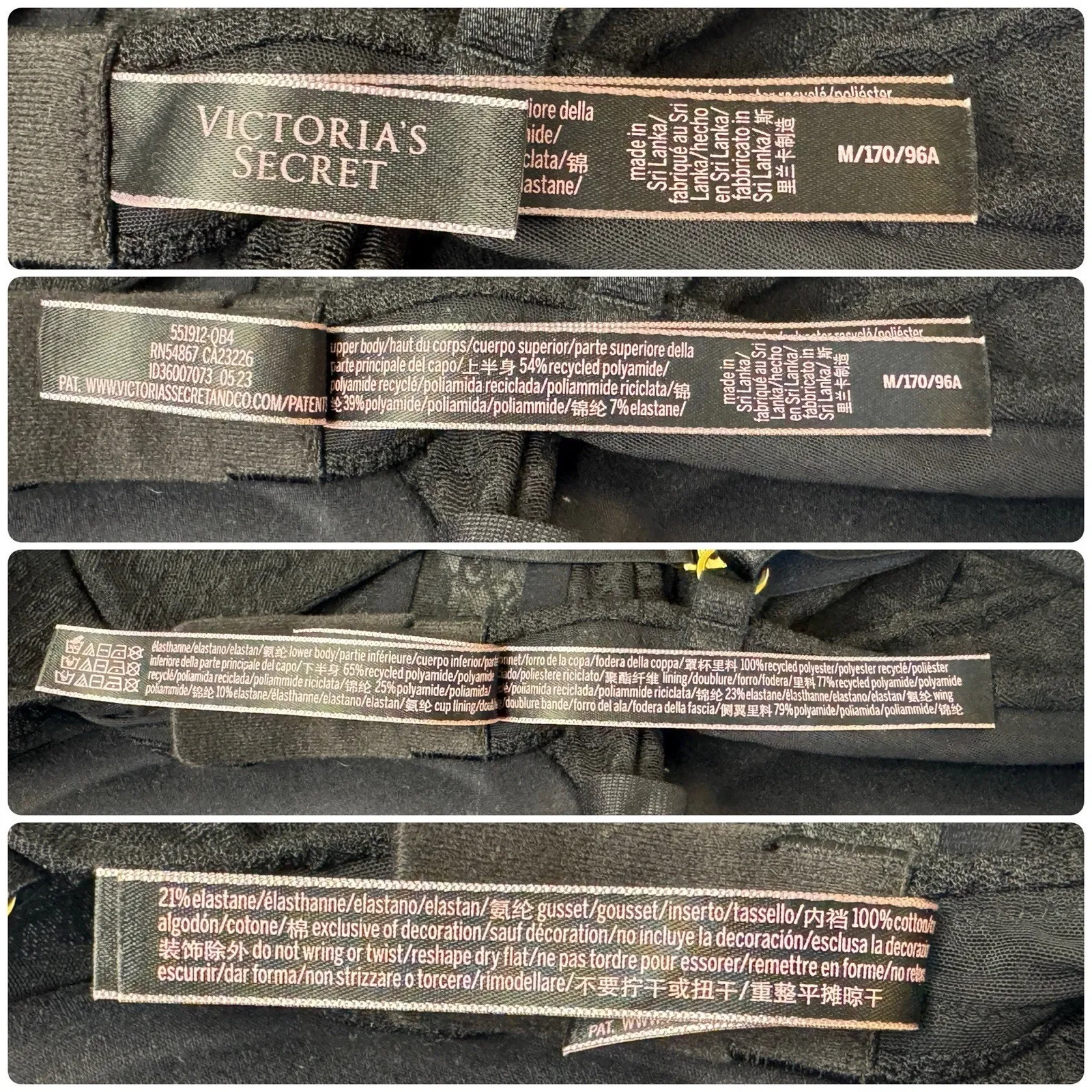 VICTORIA’S SECRET Very Sexy Iconic Monogram Black Push-up Backless Teddy Sz M - Image 11