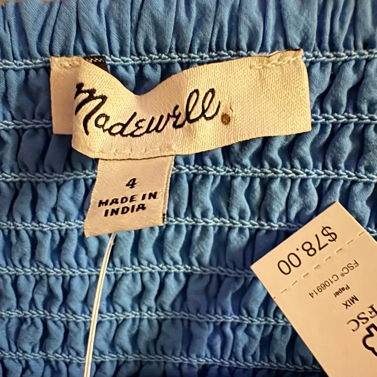 Madewell Poplin Crop Tube Top 4 Women’s Ornamental Blue NL058 - Image 3