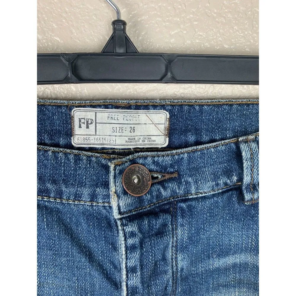 Free People Distressed Button Fly Boyfriend Jeans - Image 2