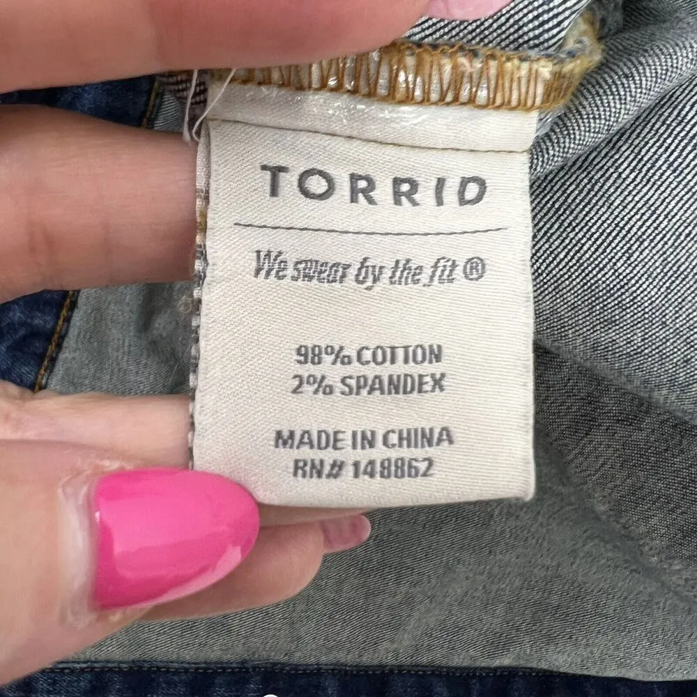 Torrid Plus 1X Trucker Jean Jacket Denim Blue Medium Wash Stretch Pockets NEW - Image 9