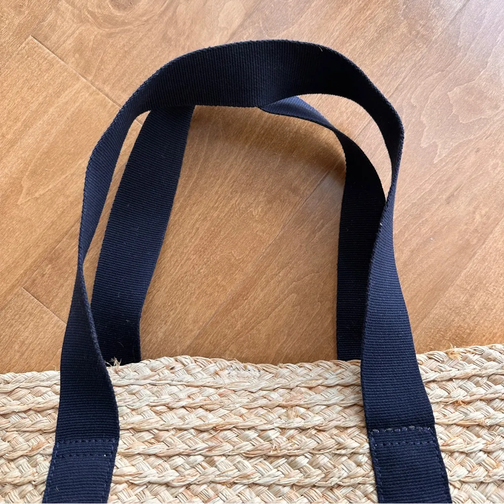 J. Crew Raffia Straw Structured Tote Bag, Antique Navy - Image 5