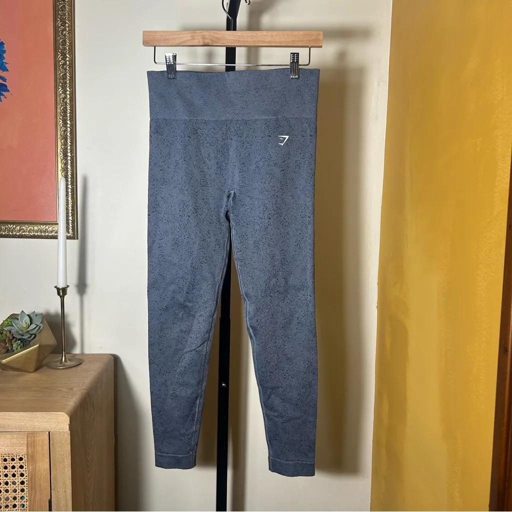 Gymshark Adapt Fleck x Whitney Seamless Leggings Cropped Blue Gray Gym Size L - Image 2