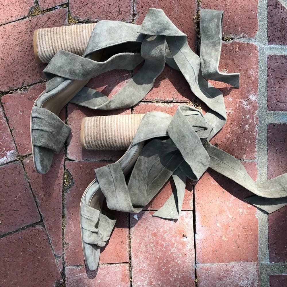 Mia Suede Heel in Olive - Image 2