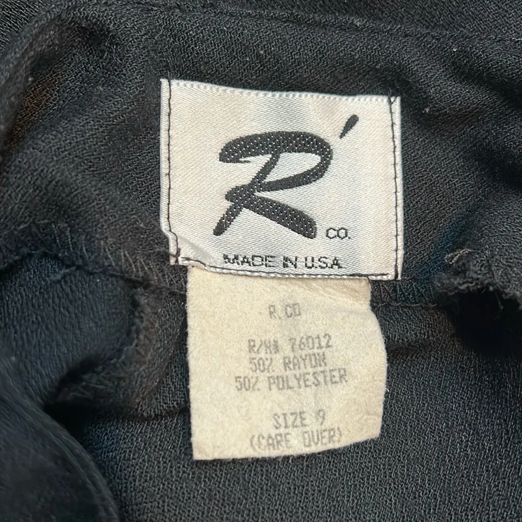 Black vintage whimsygoth high rise flowy bellbottom pants with zip up back Size undefined - Image 8