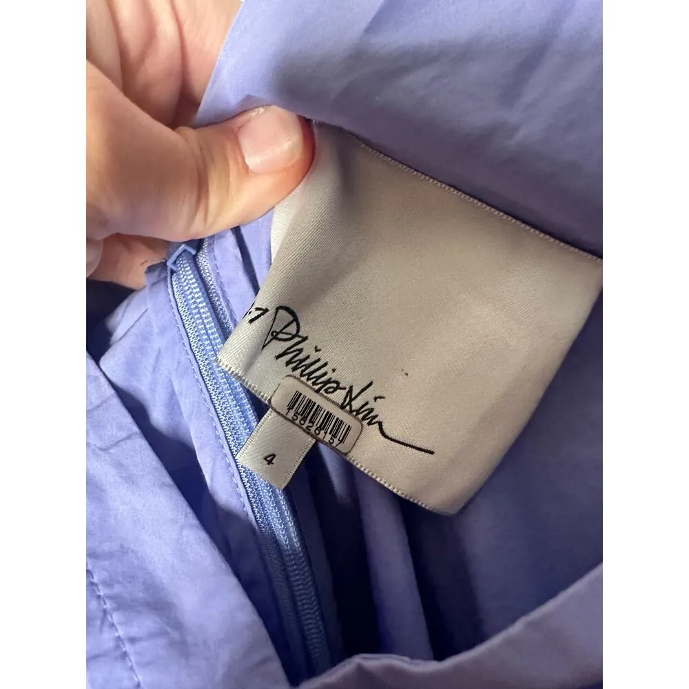3.1 PHILLIP LIM Purple A-Line Sleeveless V-Neck Poplin Belted Midi Dress Size 4 - Image 13