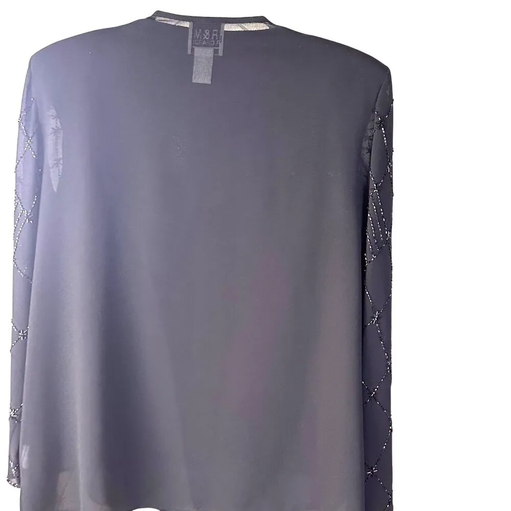 R&M Richards SZ 14 Beaded Jacket Sleeveless Top Set Sheer Fabric Elegant Design - Image 6