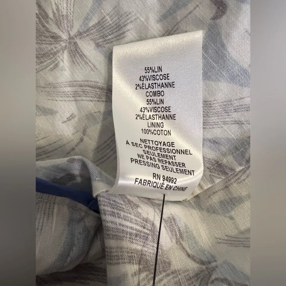 Jonathan Simkhai Dress Zoey Floral Tropical Print Linen Blend Mini Dress Size 10 Blue - Image 5