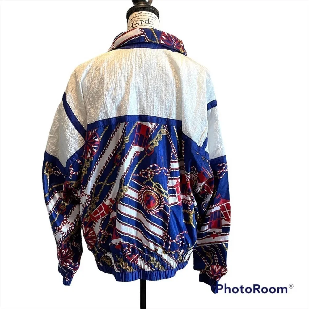 LAVON Windbreaker Jacket Vintage Nautical Size XLarge American theme Coastal White - Image 5