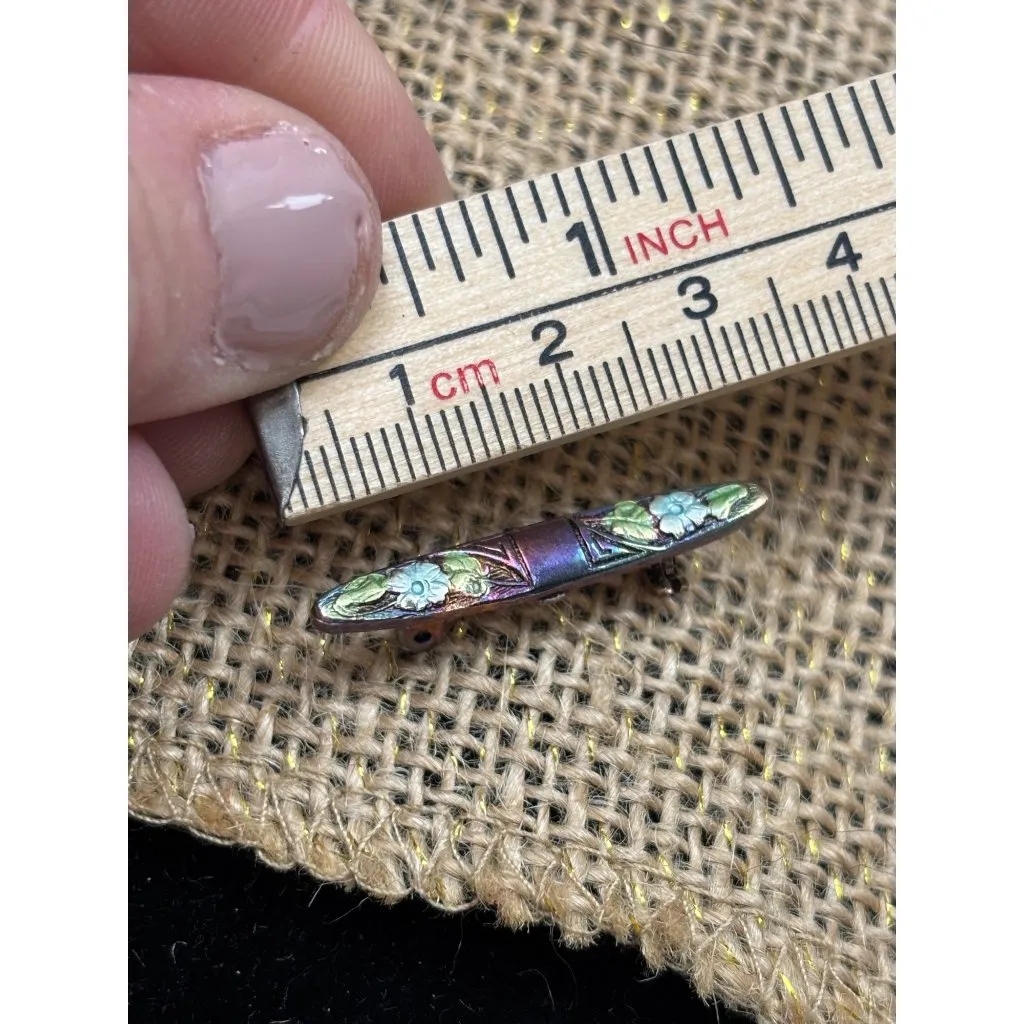 Antique Art Nouveau Bar Brooch Pin With Floral Motif - Image 5