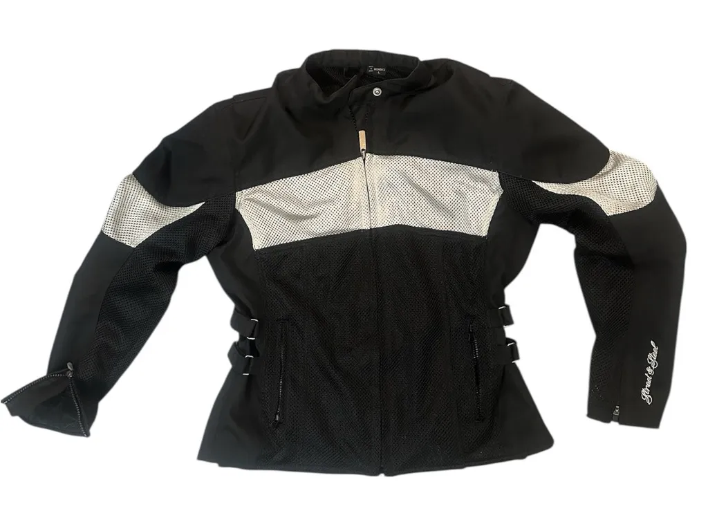 Women Street & Steel Armored Motorcycle Jacket Adjustable Moto Biker Y2K Grunge Black Size L - Image 1