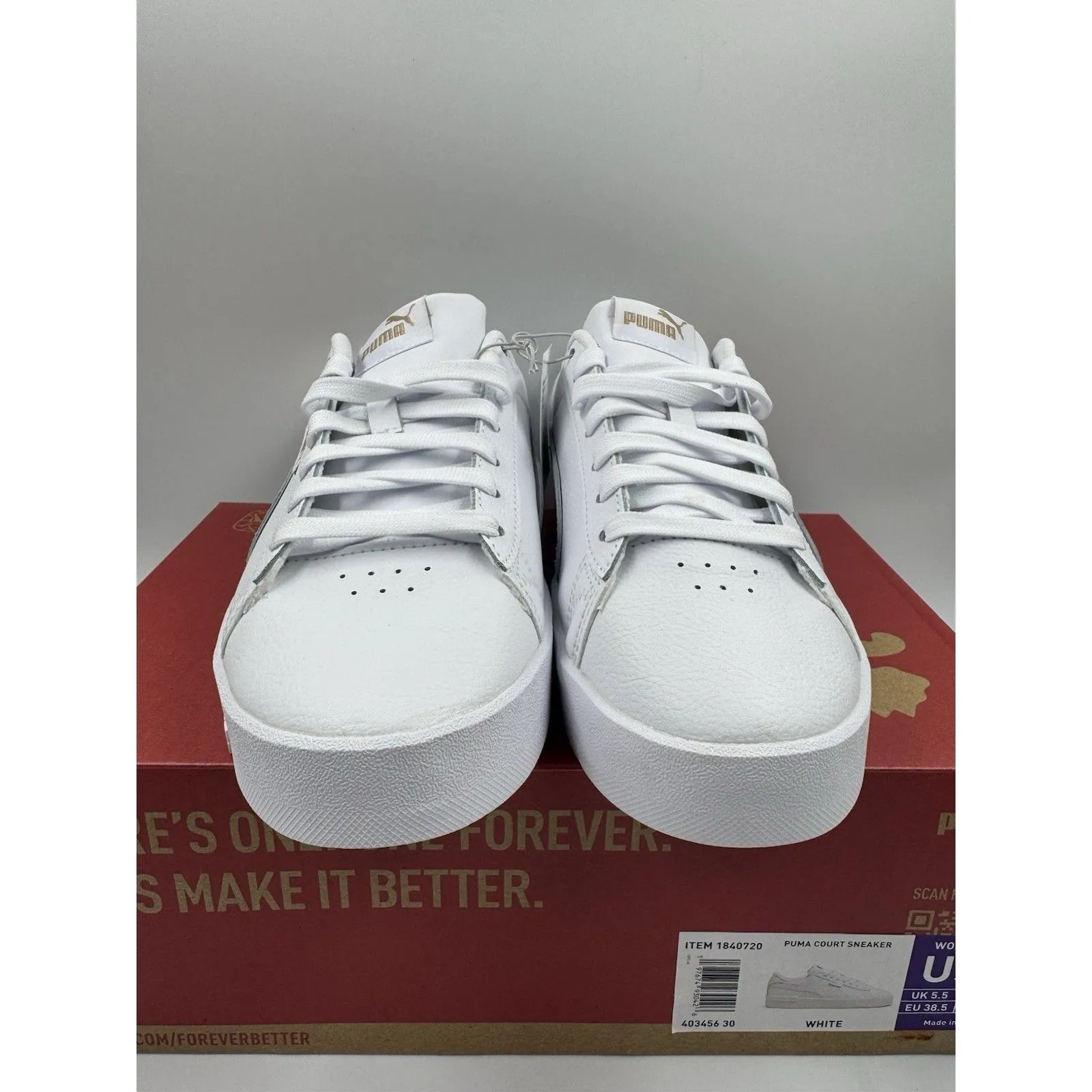 PUMA Court Sneaker, White, Women's Casual Low Top Leather Shoes Size 8 NEW - Image 2