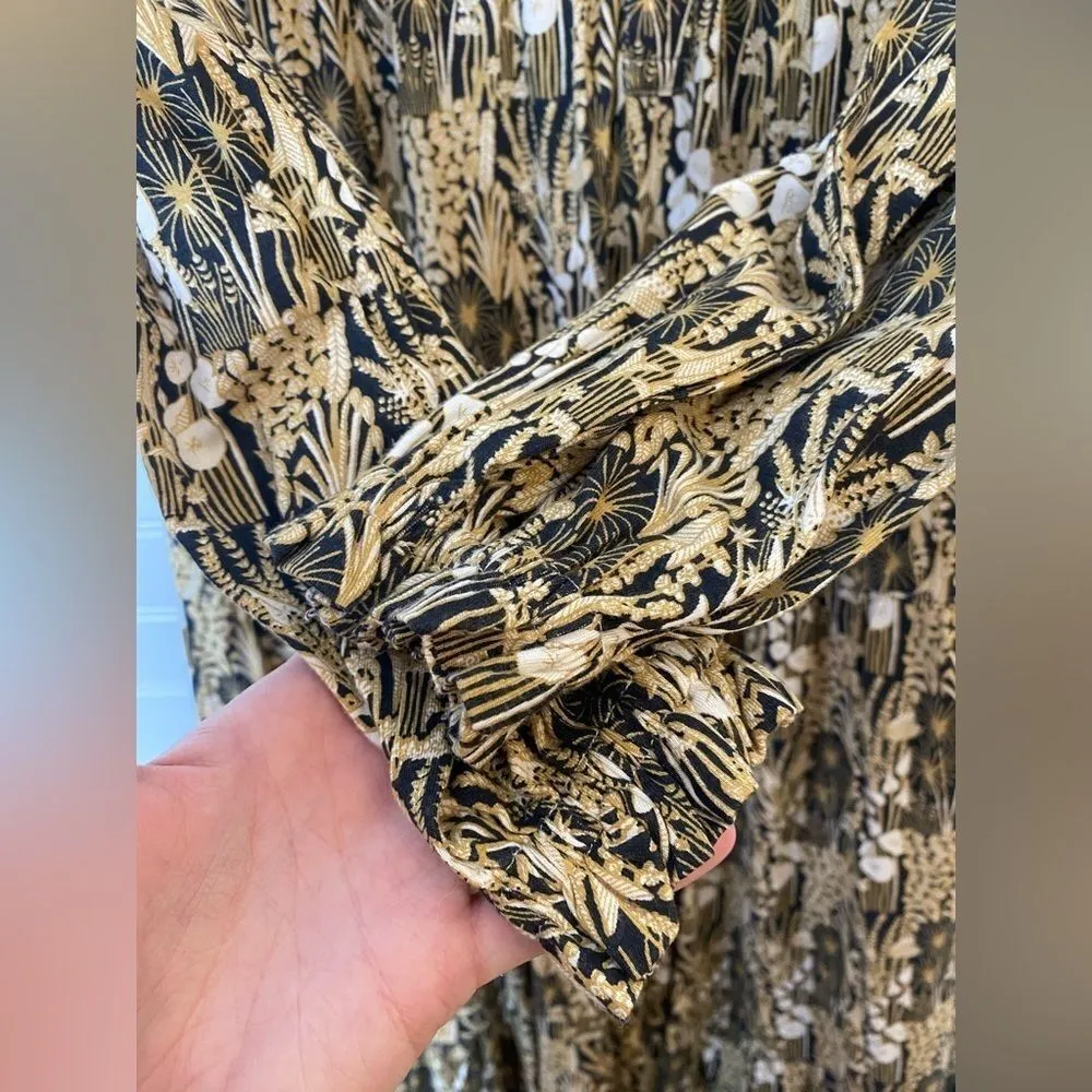 Kate Quinn Long Sleeve Women’s Maxi Dress Butterscotch Foliage Black - Image 4