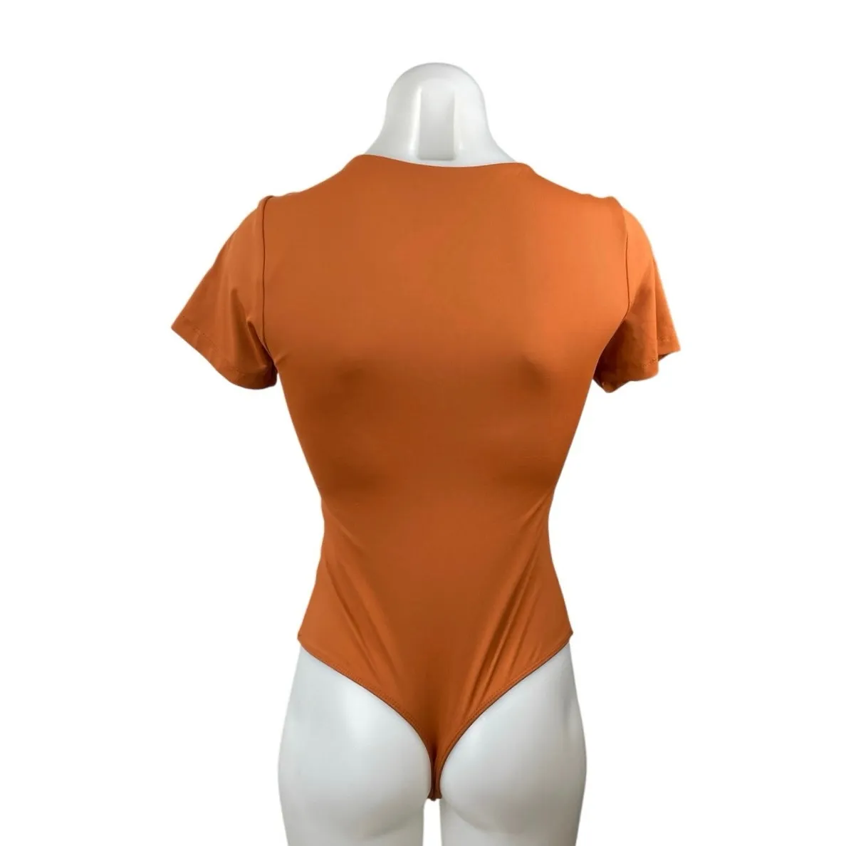 House of Harlow 1960 Women's Rust Orange Crew Neck Short Sleeve Bodysuit Top S - Image 3