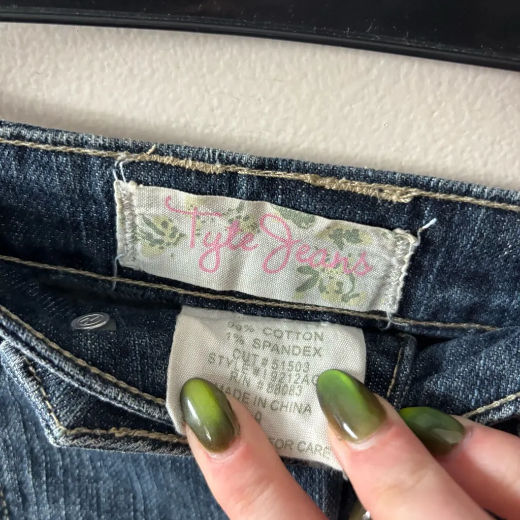 Tyte Jeans Distressed Denim Mini Skirt with Star Accents Blue Size 8 - Image 3