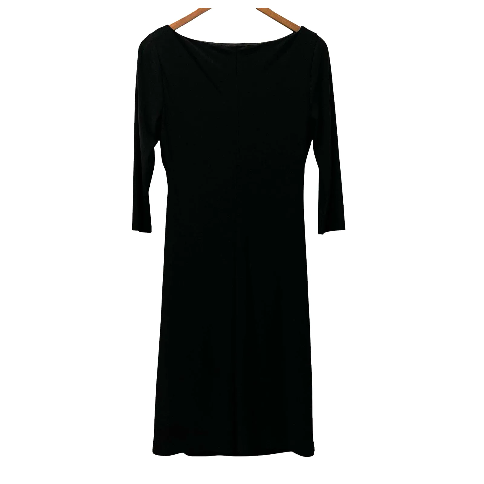 American Living Womens Black Sheath Dress 3/4 Sleeve Midi Length Ruching Size 8 - Image 6