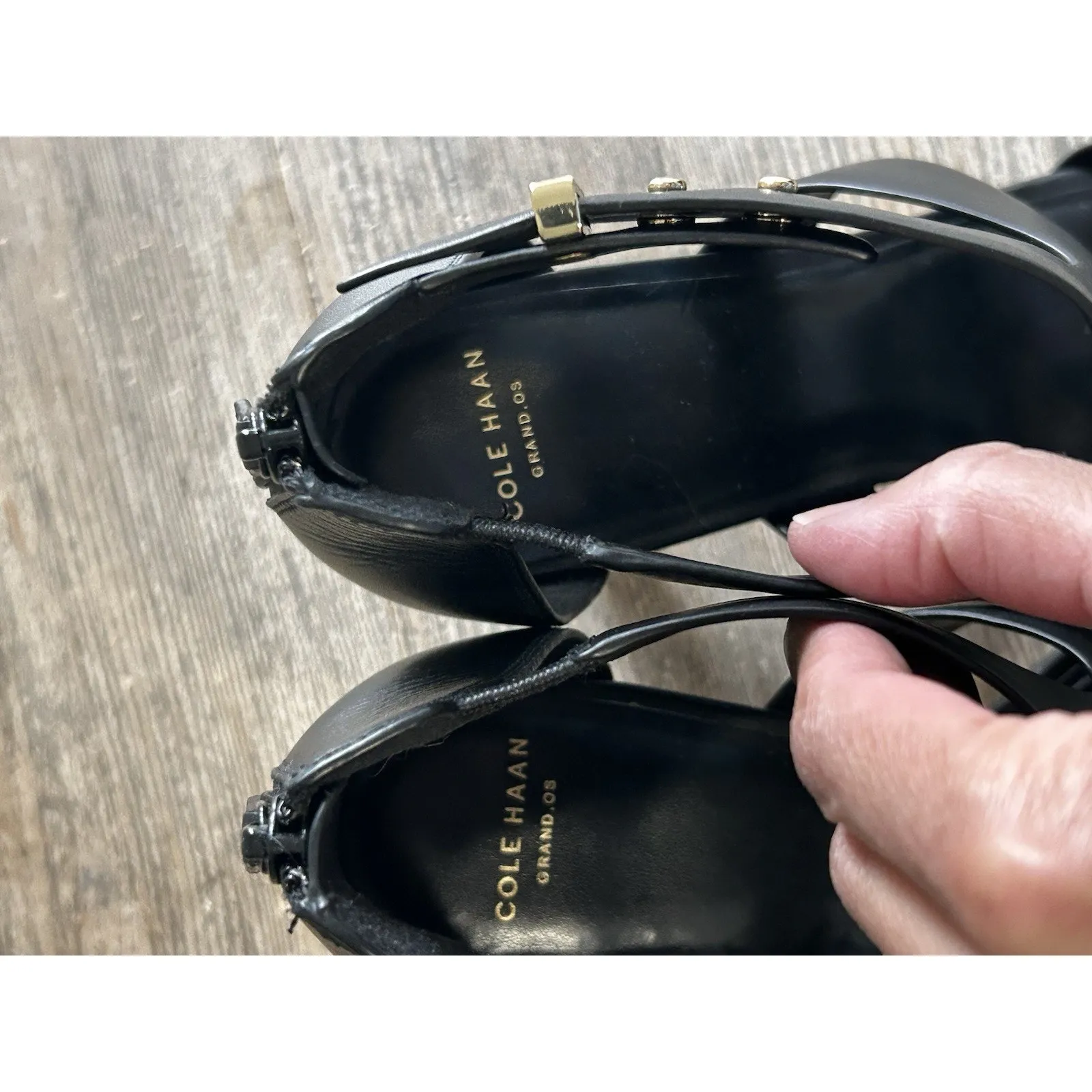 Cole Haan Grand OS Black Leather Moama T-Strap Heels Women’s Size 8B - Image 7