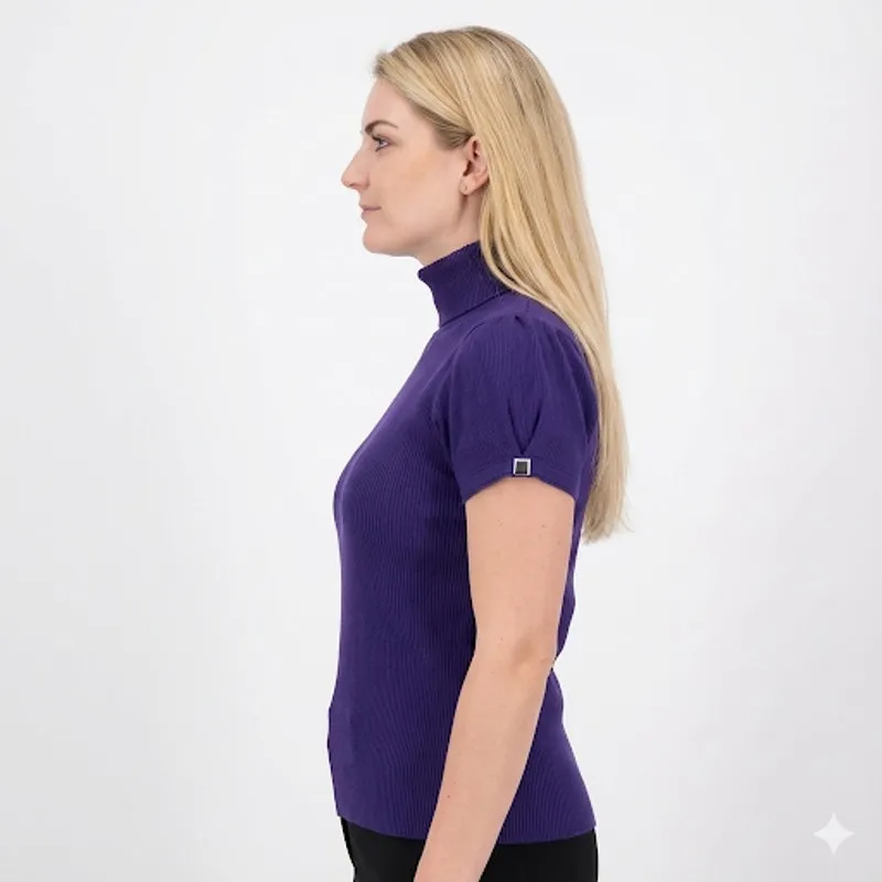 APT 9 Sweater Purple Knit Turtle Neck Pullover Buckle Sleeves PXL Petite XL - Image 3