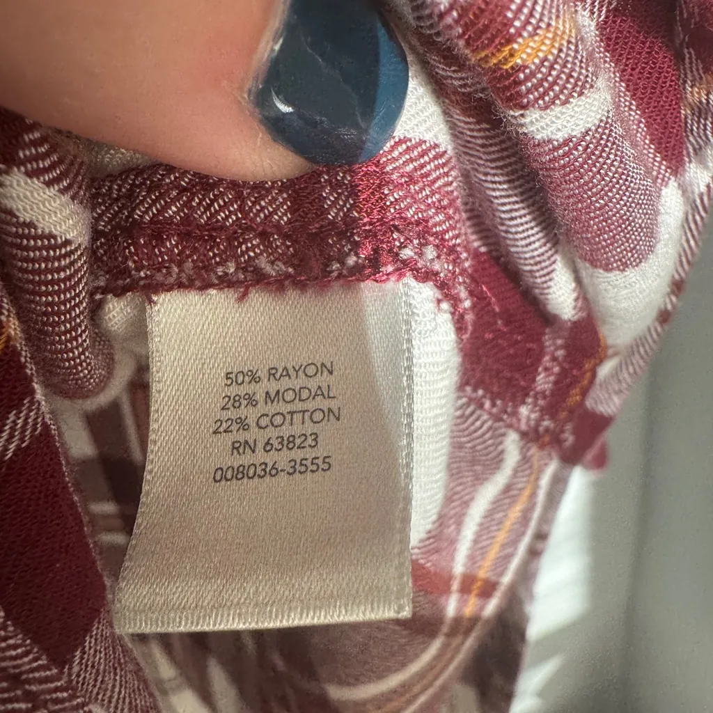 Christopher & Banks Burgundy Plaid Button Down Shirt - Image 5