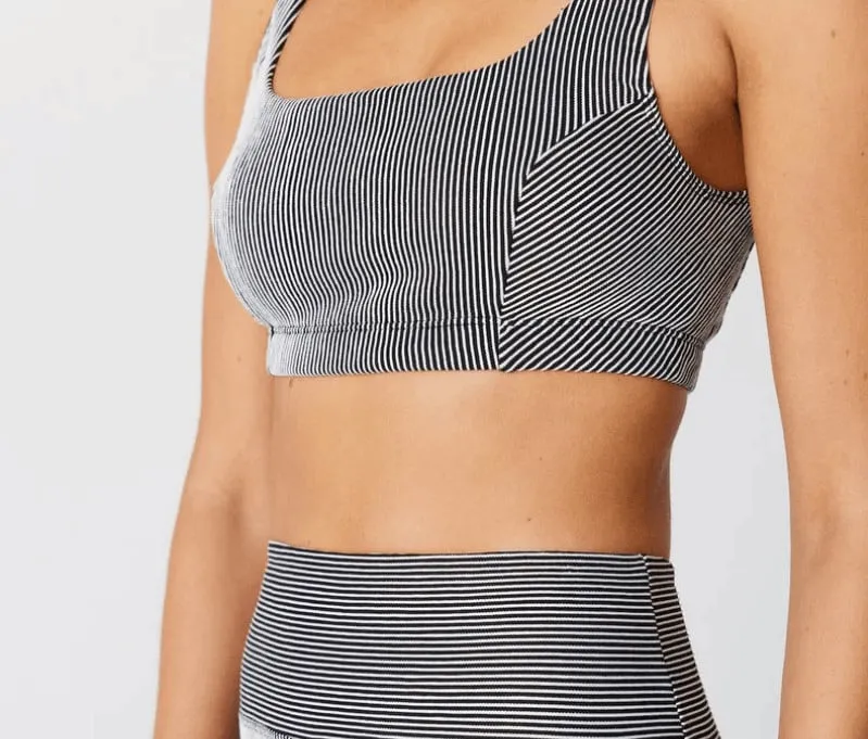 New Gigi C Pamela Black White Mini Stripe Sports Bra L Size L - Image 5