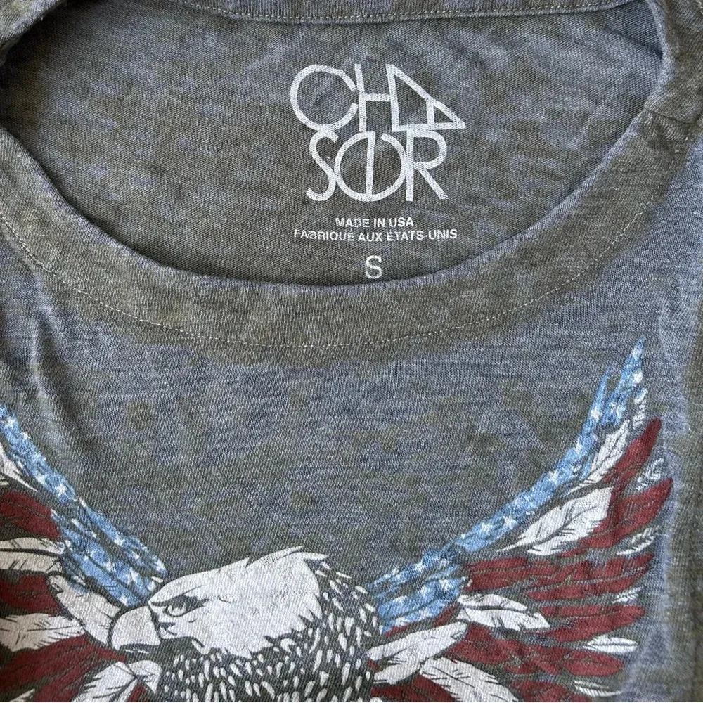New patriotic chaser eagle made in USA burnout tank top size S America - Image 2