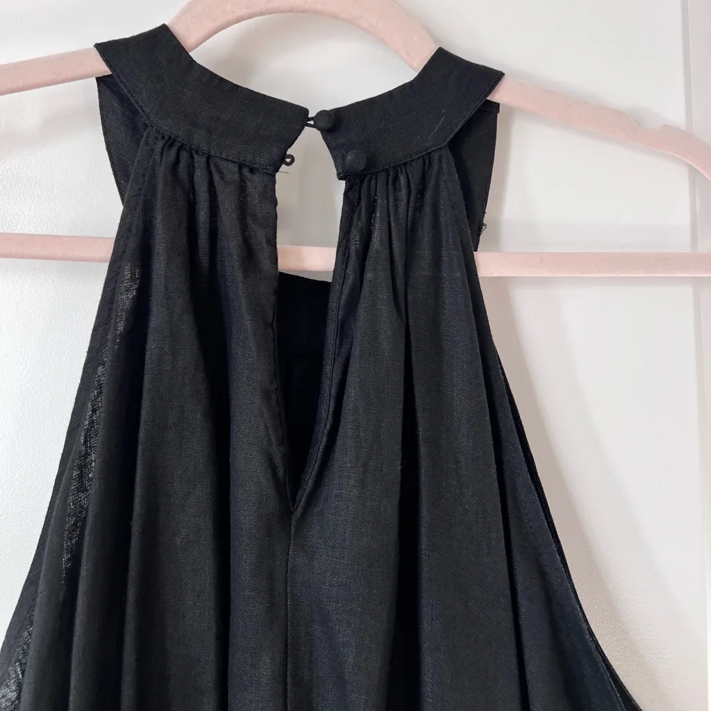 Saks Fifth Avenue Black 100% Linen Sleeveless Midi Dress XL Minimalist LBD - Image 4