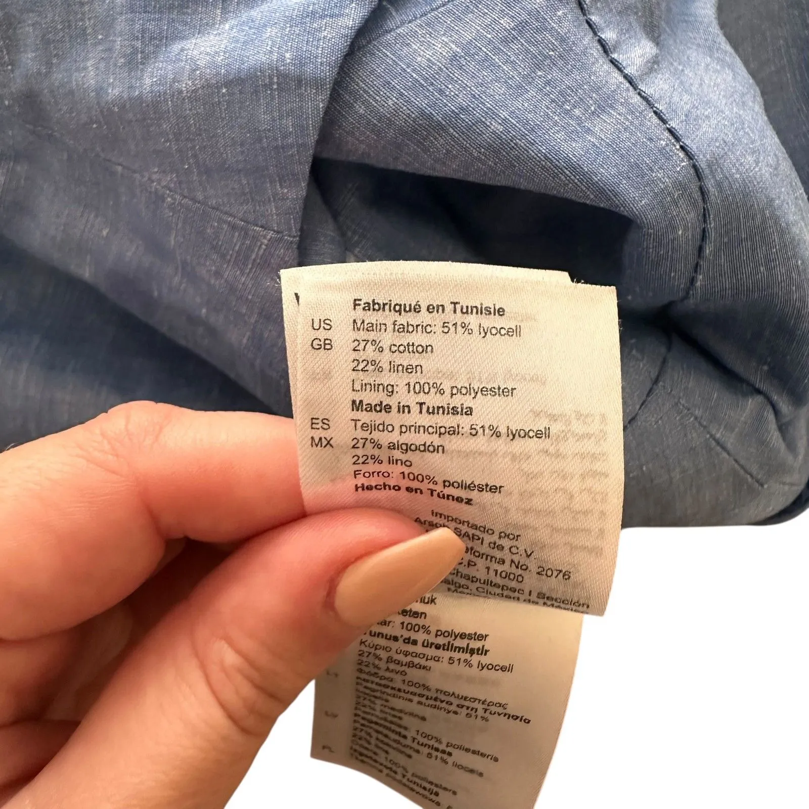 NEW NWT SANDRO Mayan Puff Sleeve Chambray Blouse Sz 2 - Image 5