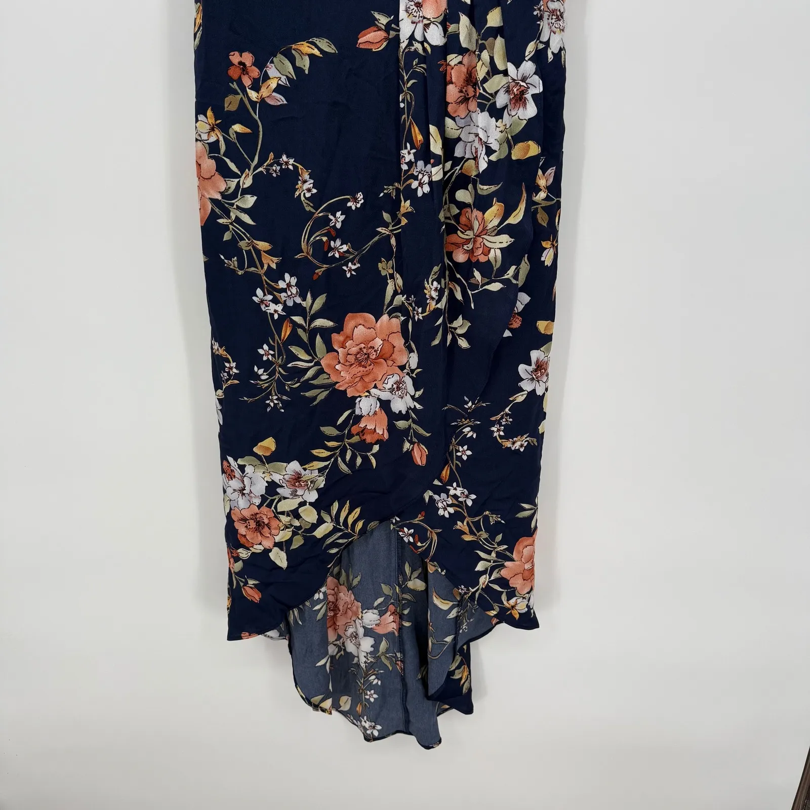 Lulus My Favorite Day Navy Blue Floral Print Tulip Skirt Midi Dress Size M Size M - Image 6