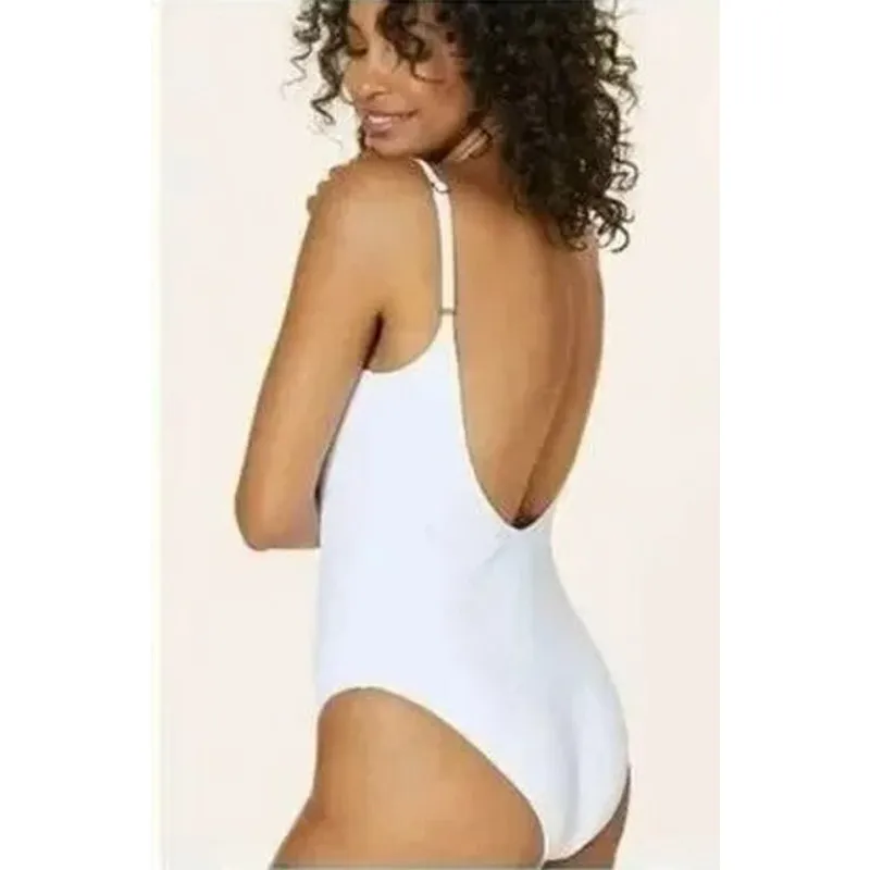 NWT Andie The Laguna Ribbed ScoopBack OnePiece Swimsuit Removable Cup 2XLT White - Image 6