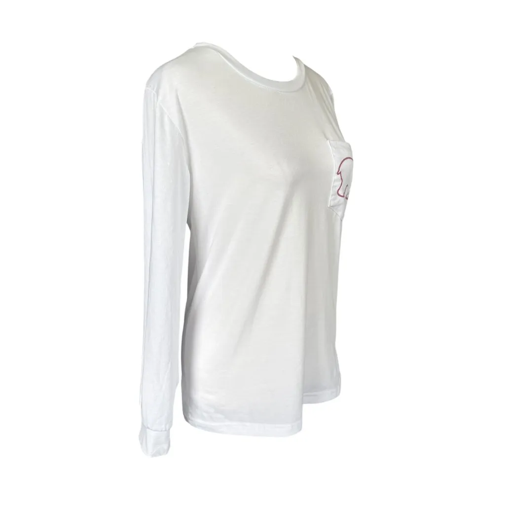 Ivory Ella white long sleeve crewneck stretchy t-shirt women's size small - Image 2