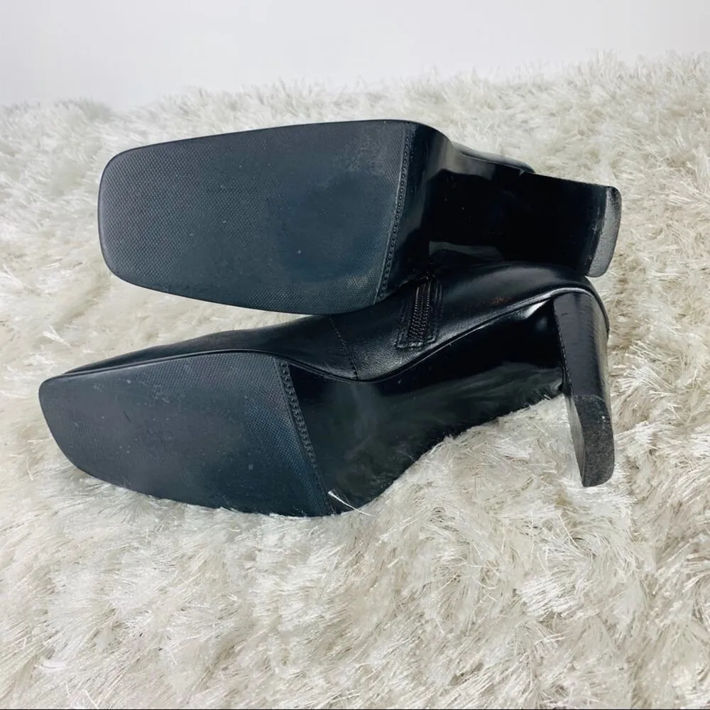 90s Black Square Toe Bootie Sz 8 Apostrophe Brand - Image 3