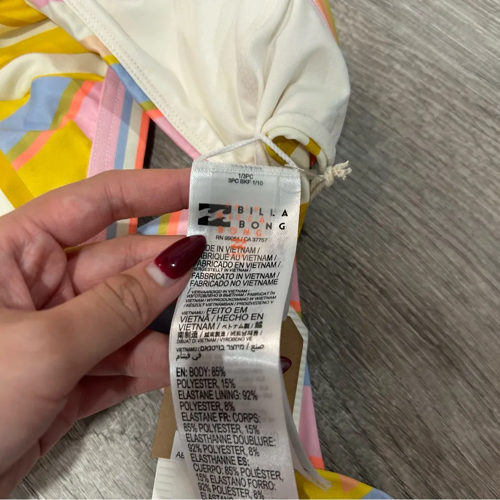 Billabong MULTI Break Of Dawn Tank Pastel Striped Bikini Top Size M NWT - Image 6