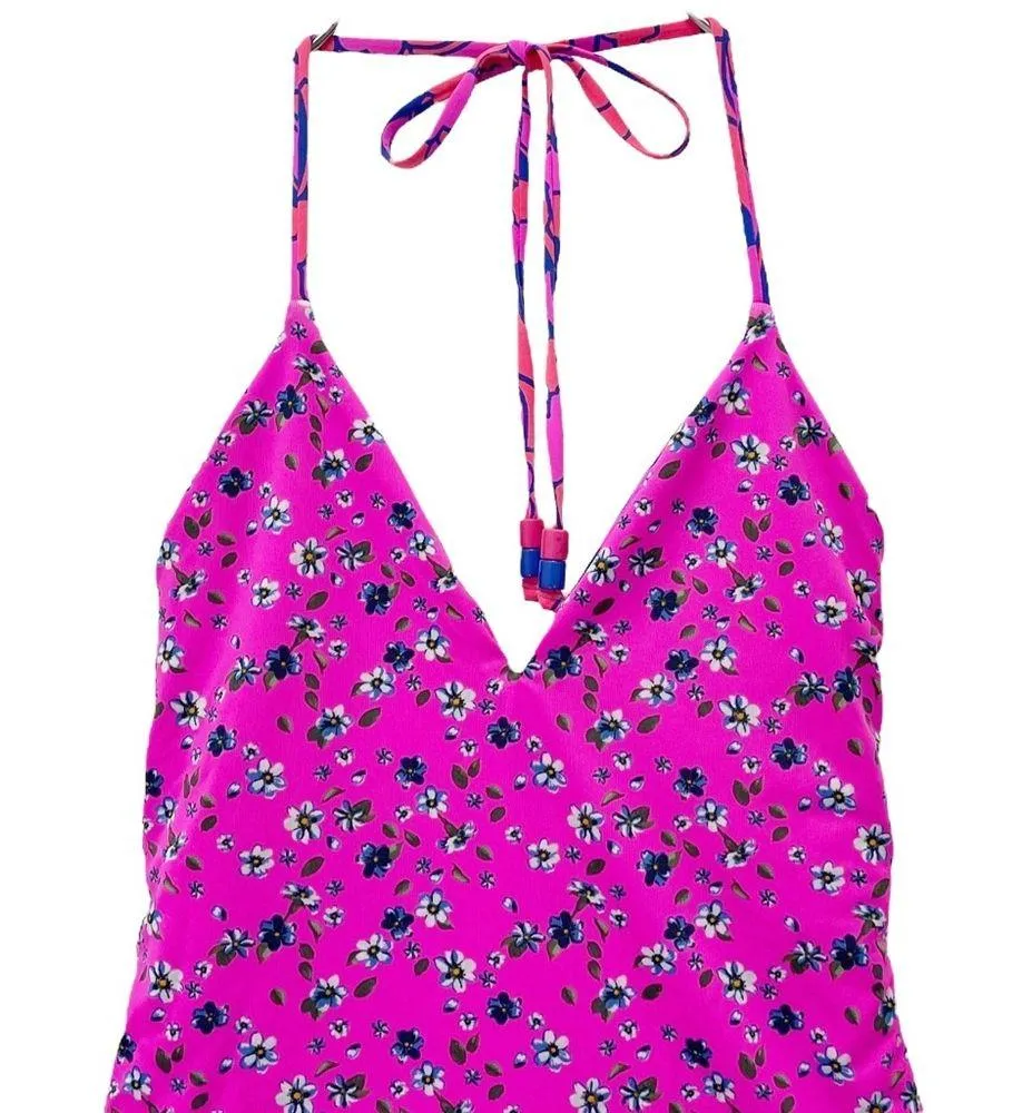 Maaji Reversible One Piece Swimsuit Size Small Floral Psychedelic Pink Halter - Image 8