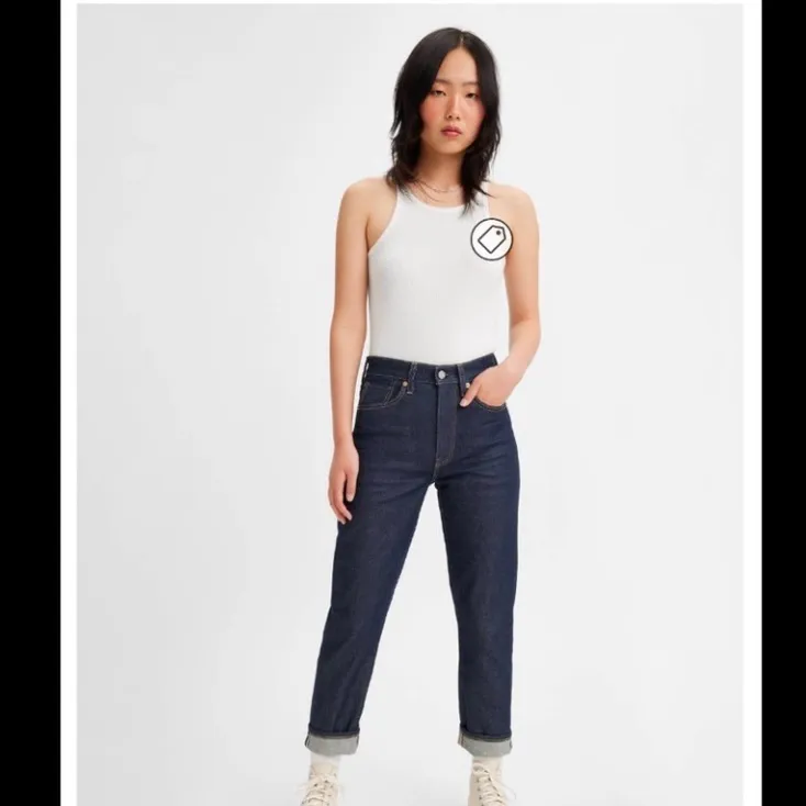 Levi’s Japanese jeans Fabric High Rise Boyfriend Women’s 26 X 27 Dark Blue Denim - Image 11