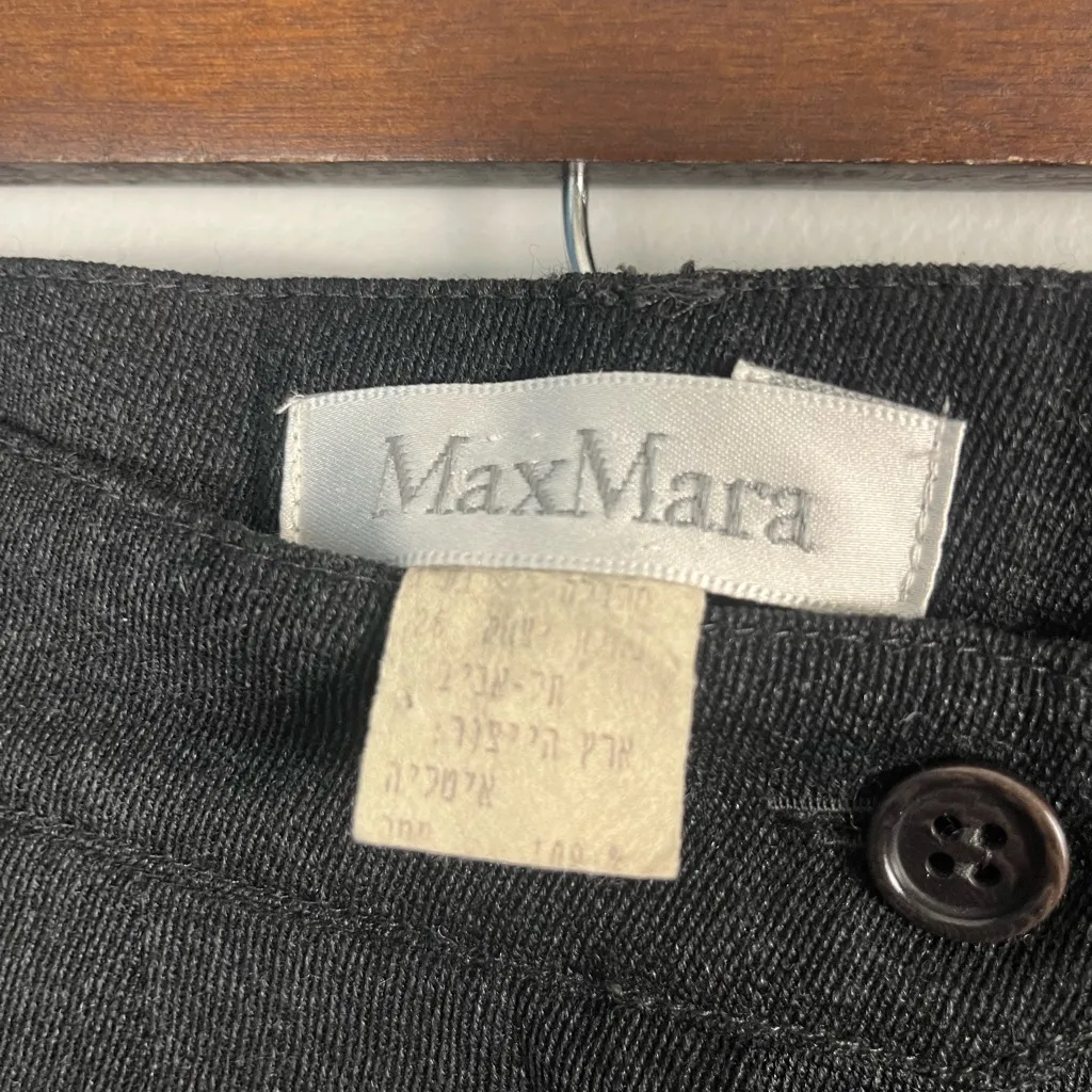 MaxMara Dark Heather grey high rise cuffed 100% wool trousers size 8 READ - Image 4