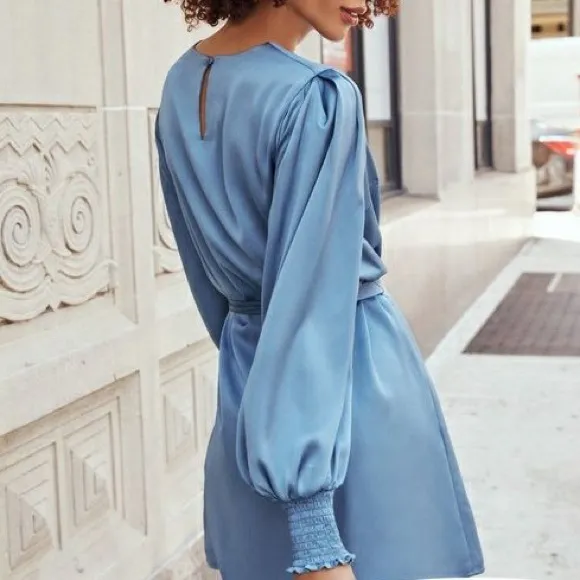 Skylar Rose Blue Satin Dress - Image 2