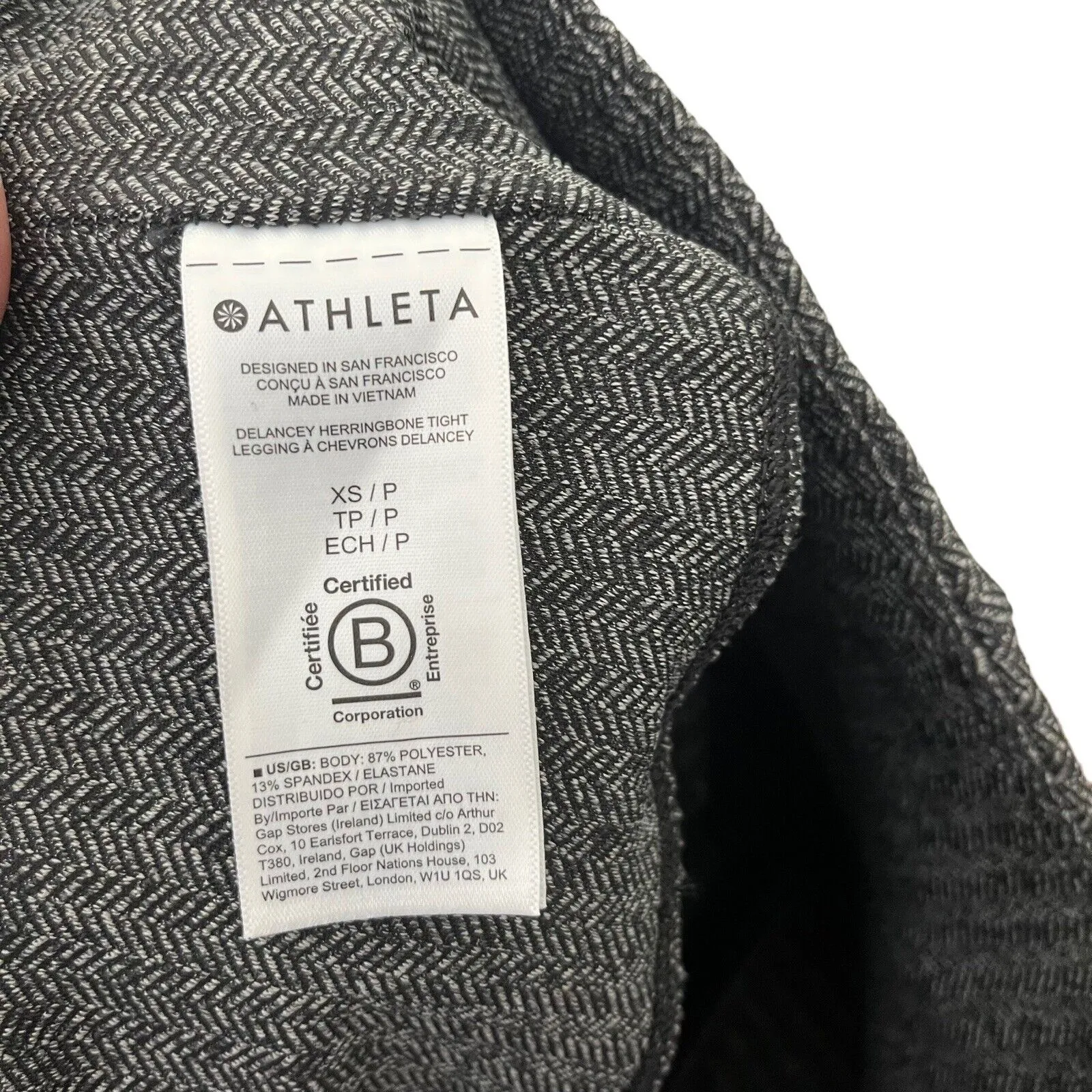 ATHLETA Delancey Herringbone Tights Women’s XS Black Grey Travel Stretch Pocket - Image 10