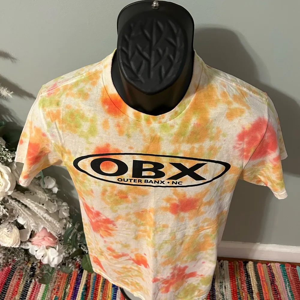 NEW OBX Outer Banx Tie Dye Tee Shirt Small North Carolina NC Orange - Image 4
