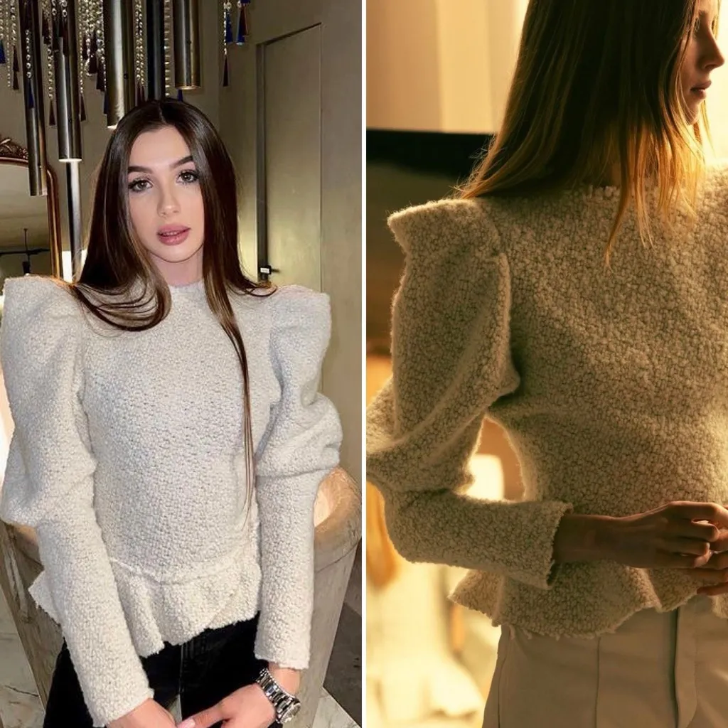 Isabel Marant Giamili Bucle Peplum Sweater Top in Ecru Size 40 (8 US) - Image 10